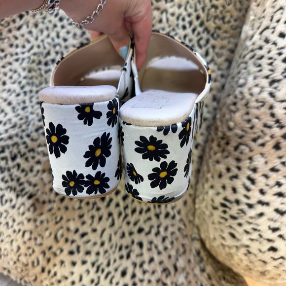 Anthropologie Matisse Beach Terry Floral Platform Heel Sandals White Size 8 - Picture 9 of 10